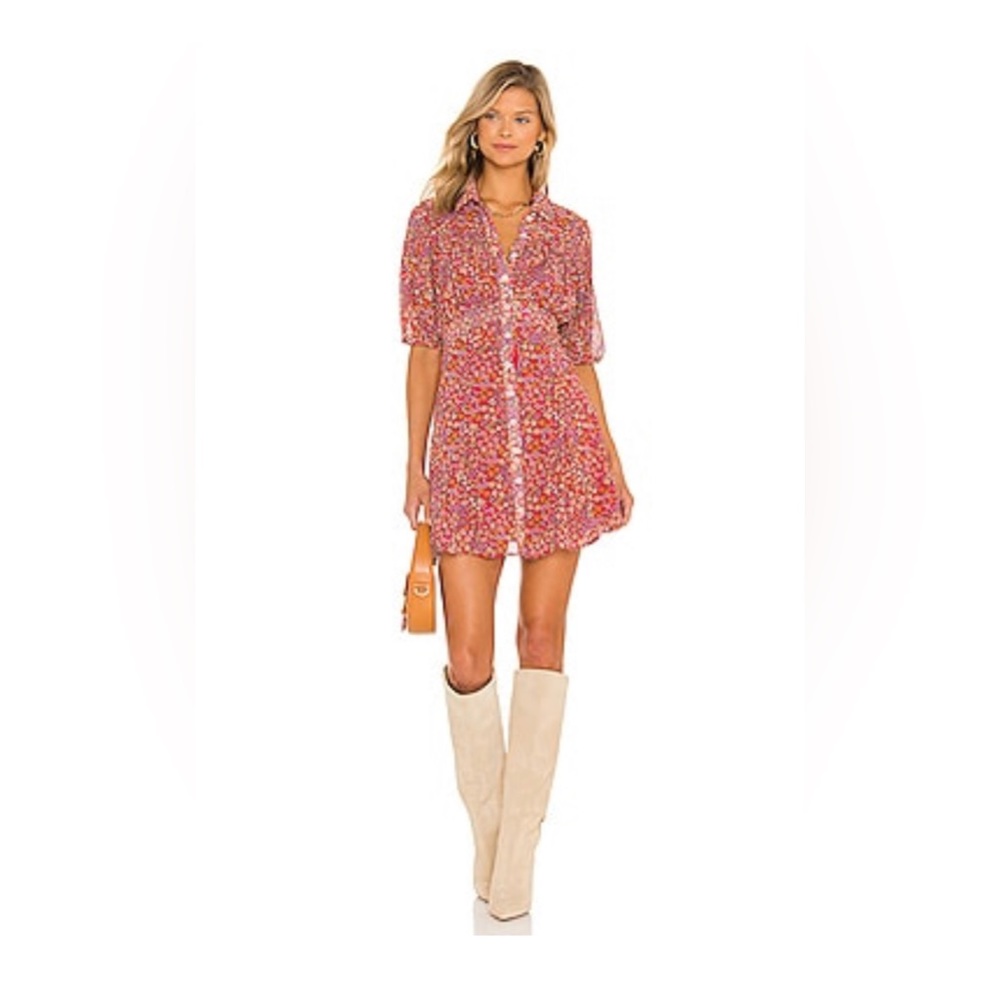 Bonnie Mini Dress in Strawberry Combo - L - Free People